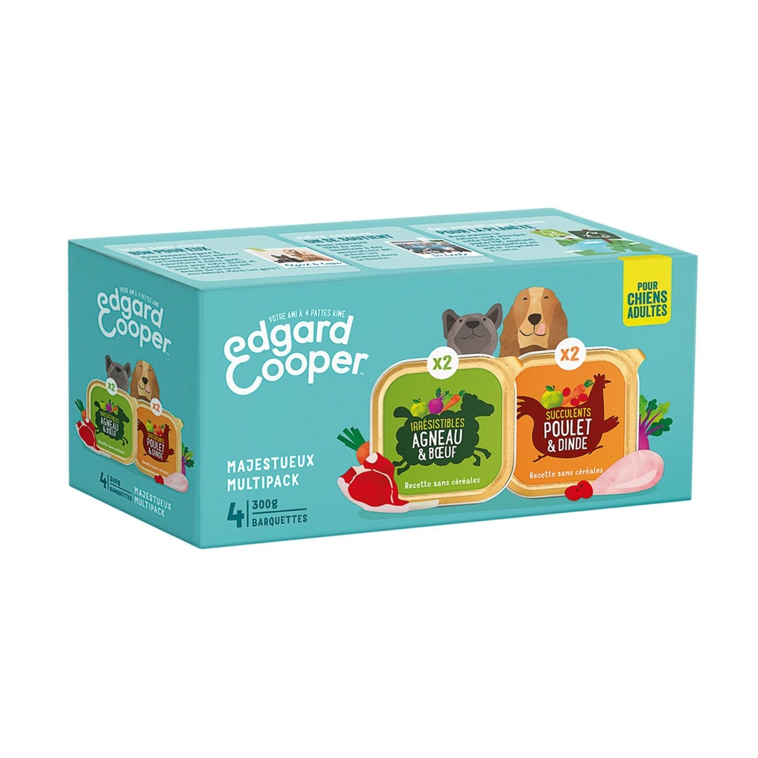 Pâtée pour Chien Adulte Agneau Poulet Edgar & COOPER le lot de 4 de 300g