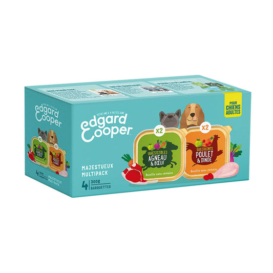 Pâtée pour Chien Adulte Agneau Poulet Edgar & COOPER le lot de 4 de 300g