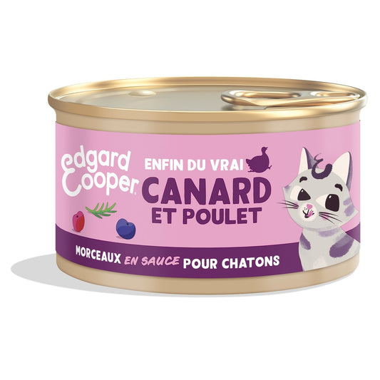 Pâtée pour Chat Junior en Sauce Poulet Canard Edgar & COOPER La boîte de 85g