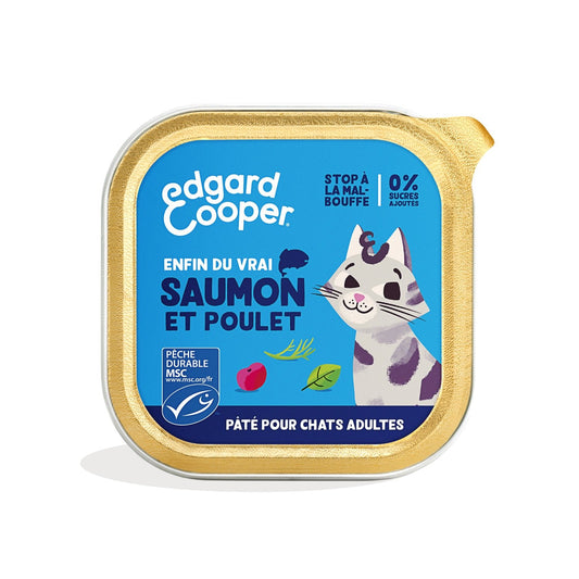 Pâtée pour Chat Adulte Saumon Poulet Edgar & COOPER La boîte de 85g