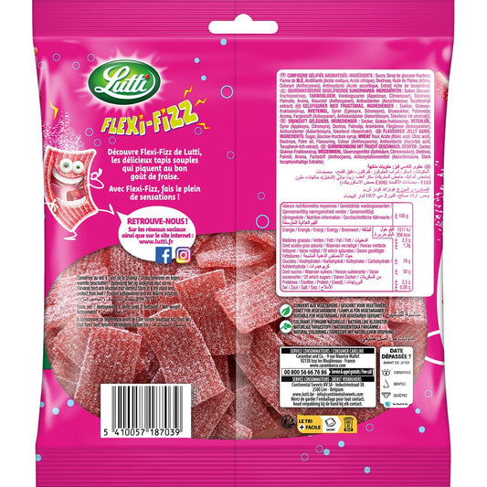 LUTTI Strawberry Flavor Flexi-Fizz Candies