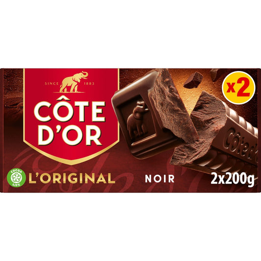 Tablette de Chocolat Noir COTE D'OR les 2 tablettes de 200g