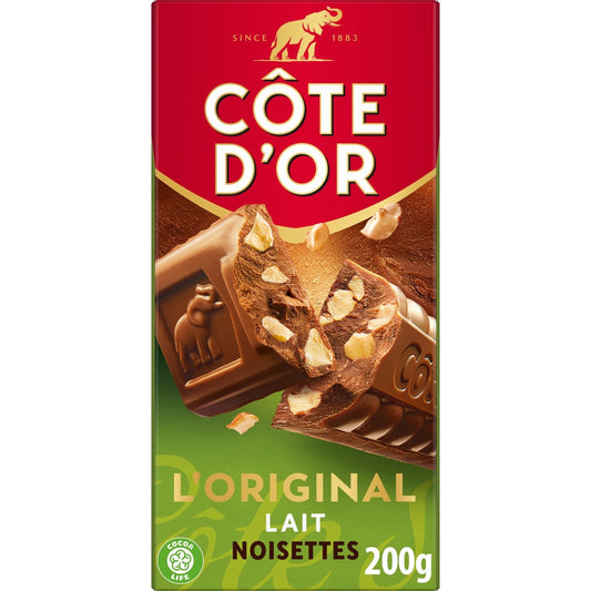 Tablette de Chocolat Lait Noisettes COTE D'OR La tablette de 200 g