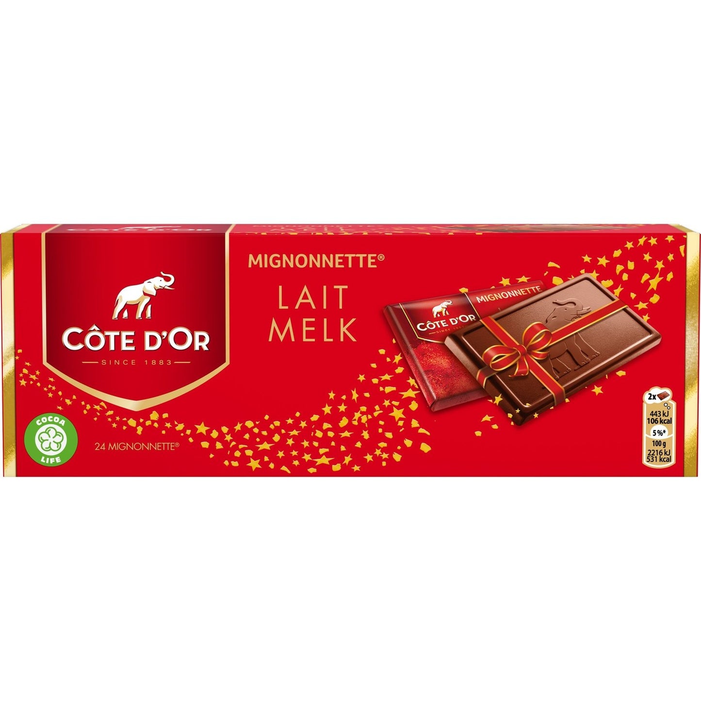 Carrés Chocolats Lait COTE D'OR La boîte de 24 mignonnettes - 240 g