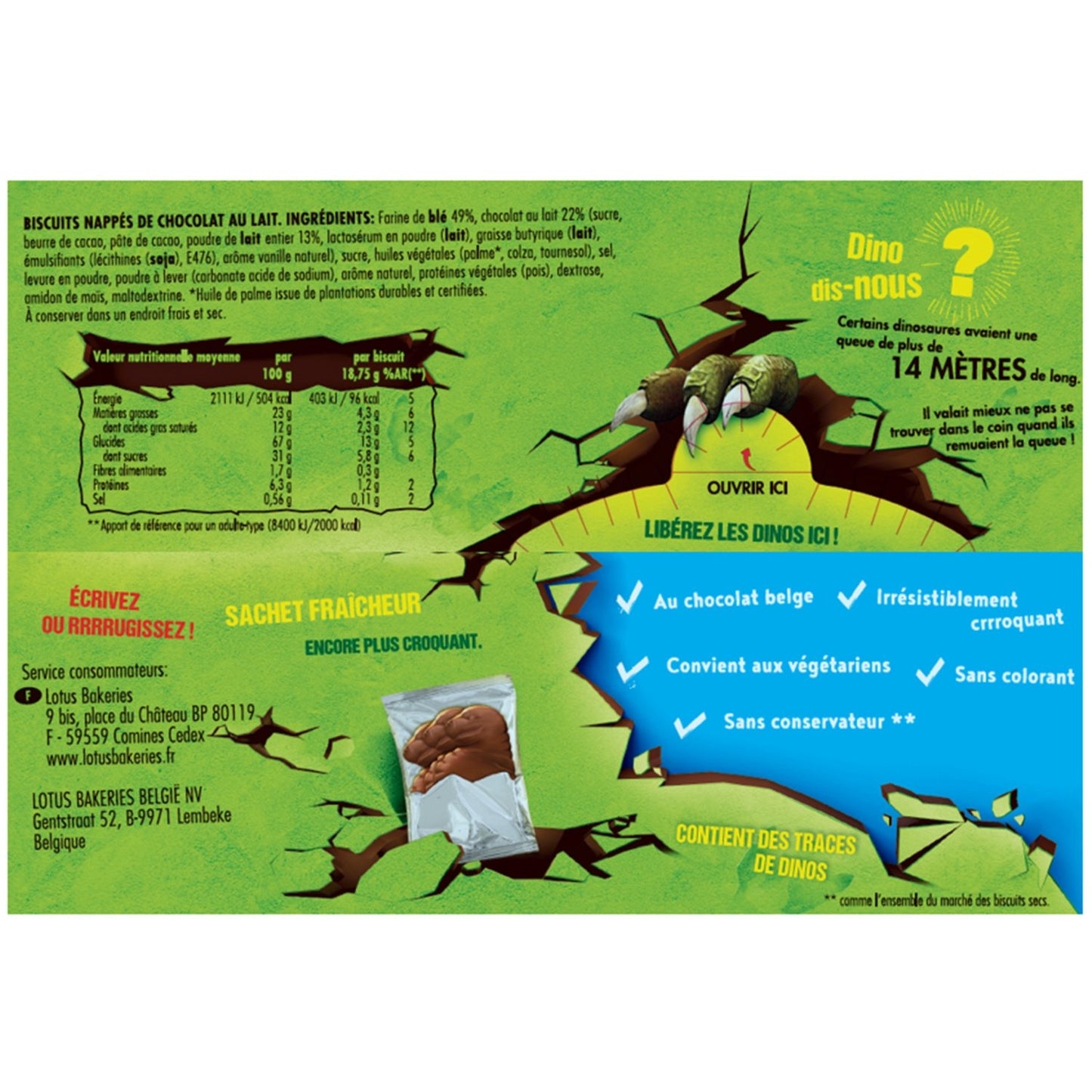 Biscuits Nappés Original Chocolat au Lait LOTUS DINOSAURUS