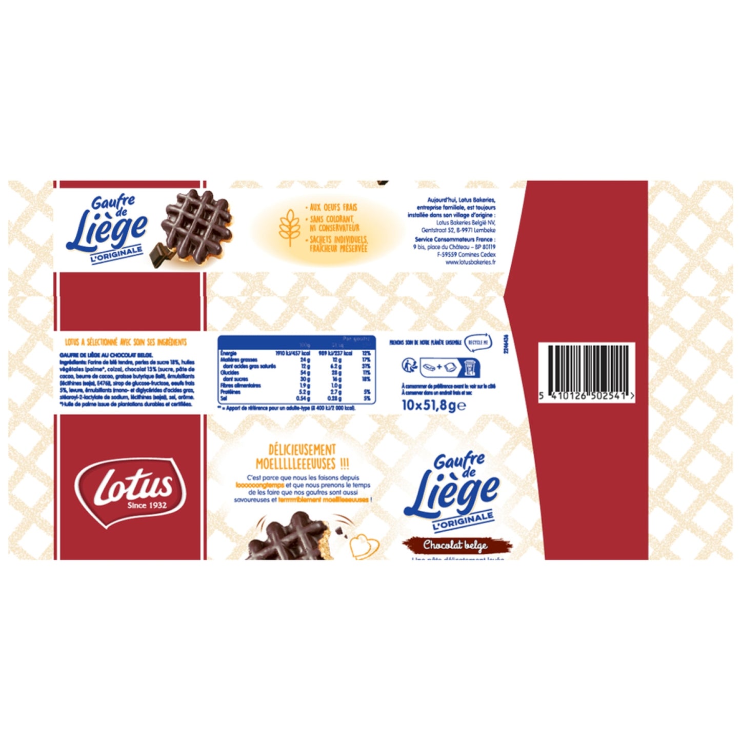 Gaufres De Liège Au Chocolat Format Familial LOTUS 