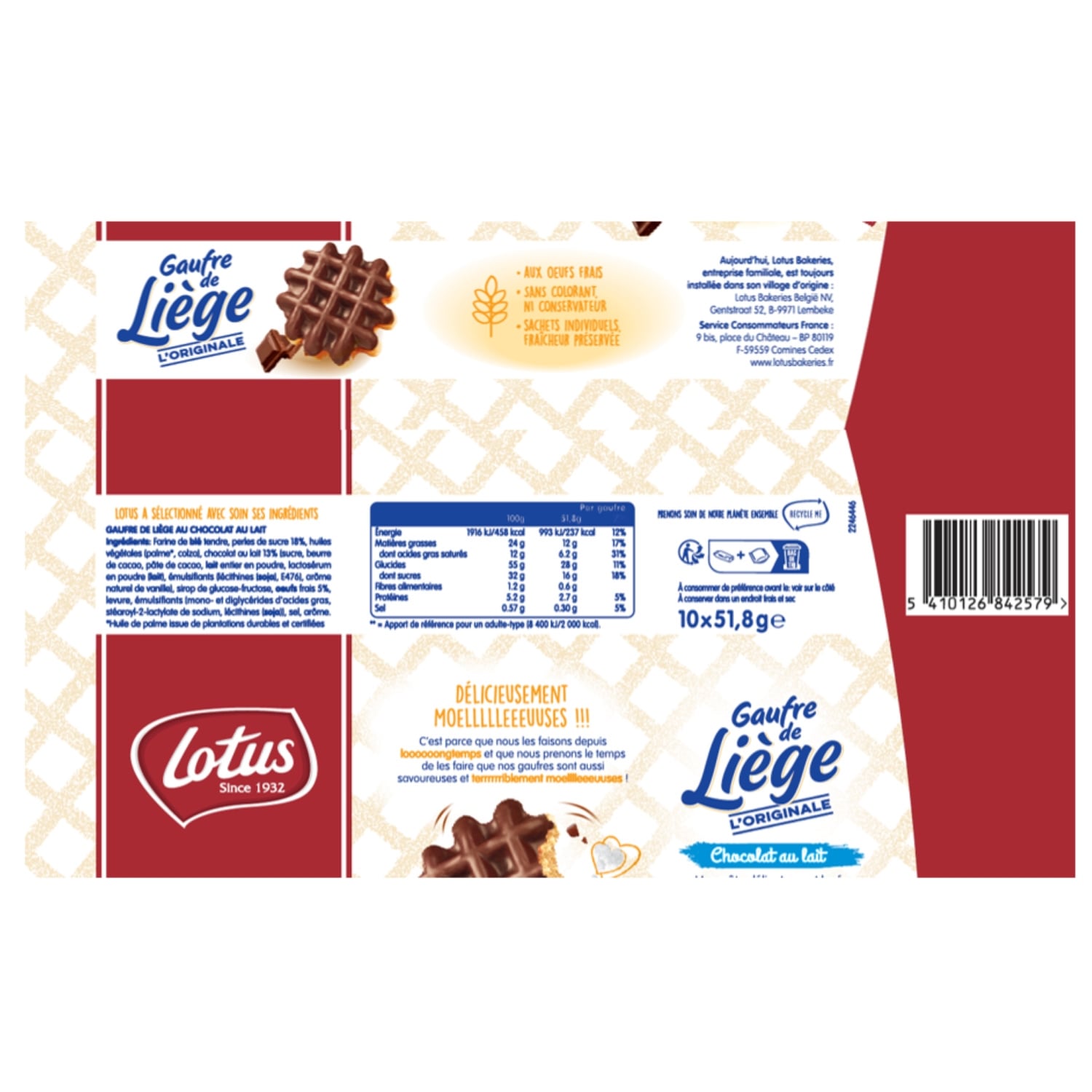 Gaufre De Liège Au Chocolat Au Lait LOTUS 
