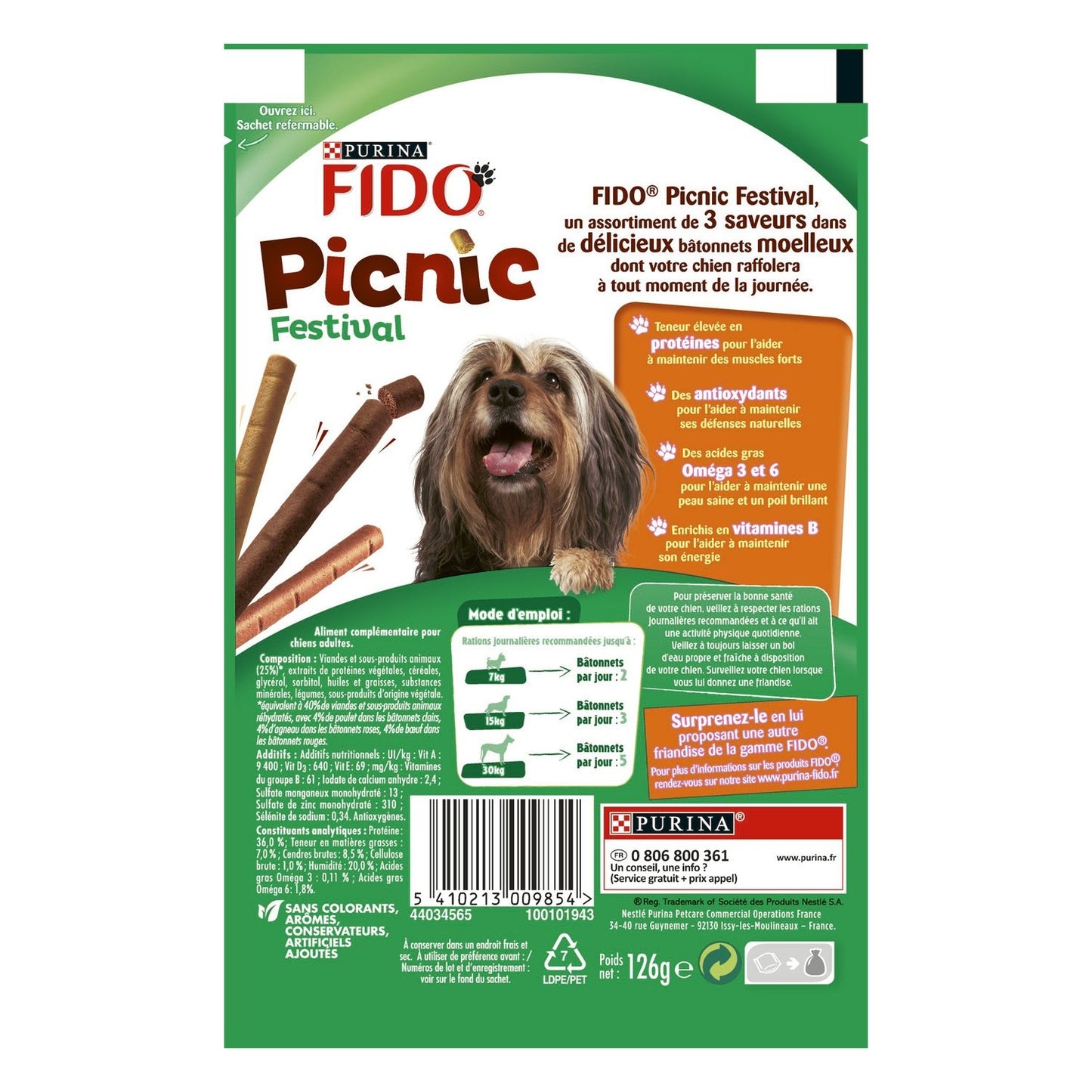Friandises pour Chien Adulte Boeuf Poulet Agneau Picnic Festival FIDO