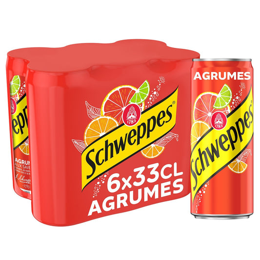 Soda aux Agrumes SCHWEPPES le pack de 6 canettes de 33cL