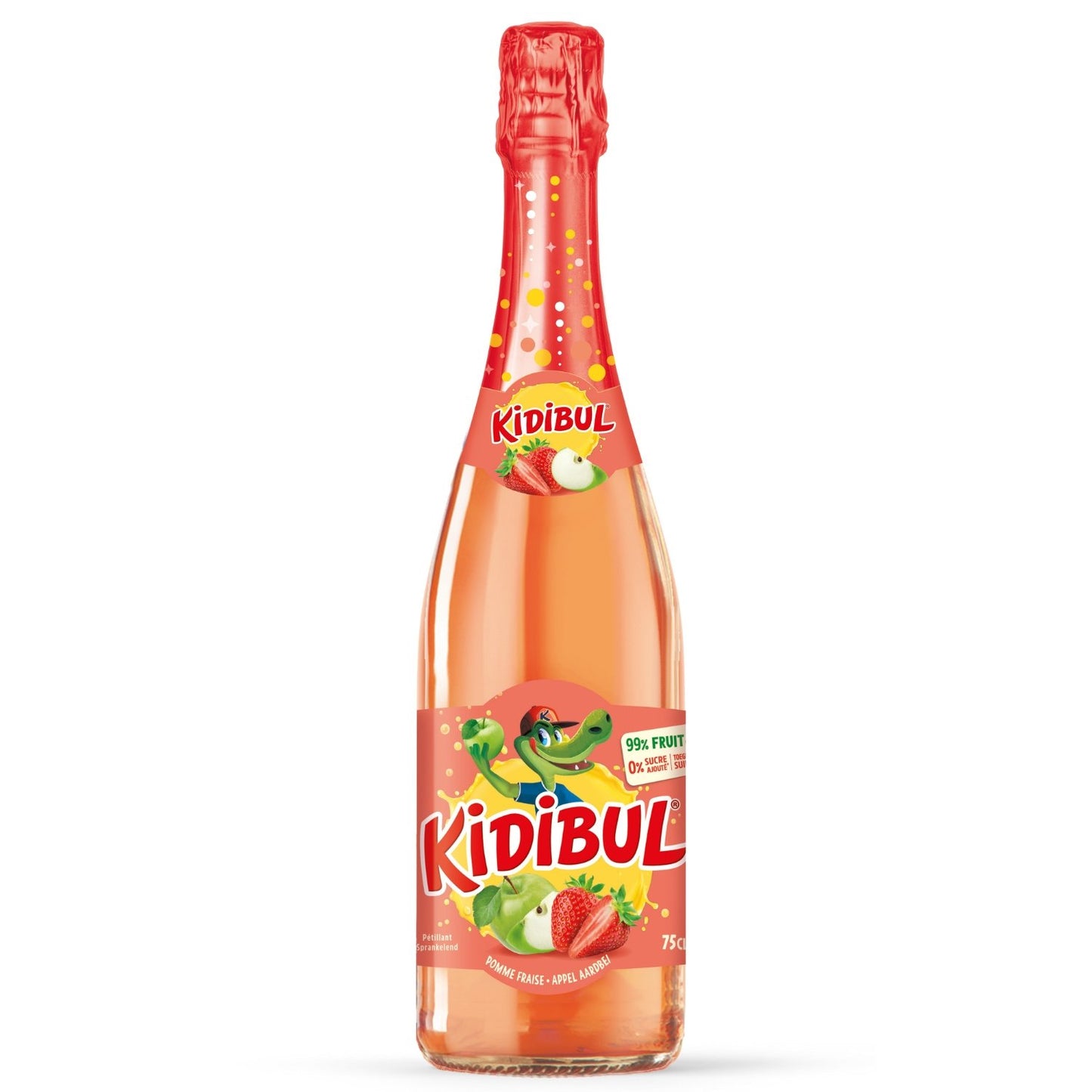 KIDIBUL Sparkling Apple Strawberry Drink Made with Fruit Juice
