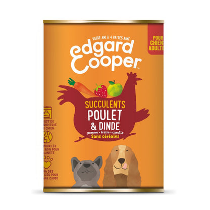Pâtée pour Chien Adulte Sans Céréales Poulet Dinde Succulents Edgar & COOPER