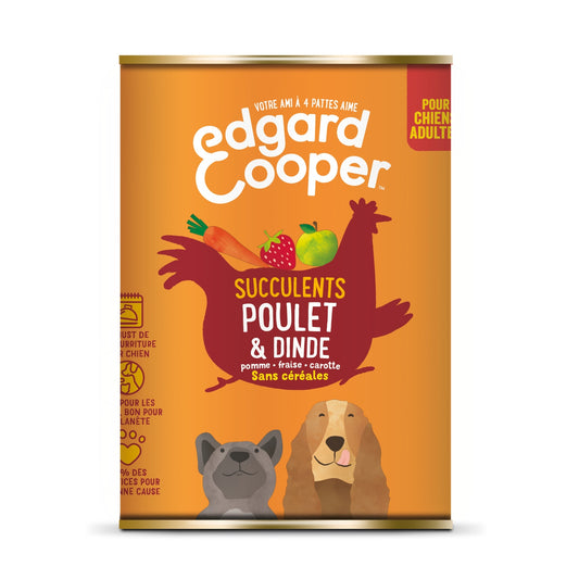 Pâtée pour Chien Adulte Sans Céréales Poulet Dinde Succulents Edgar & COOPER