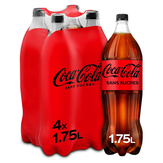 Soda au Cola Zéro Sucres COCA-COLA le pack de 4 bouteilles de 1,75L