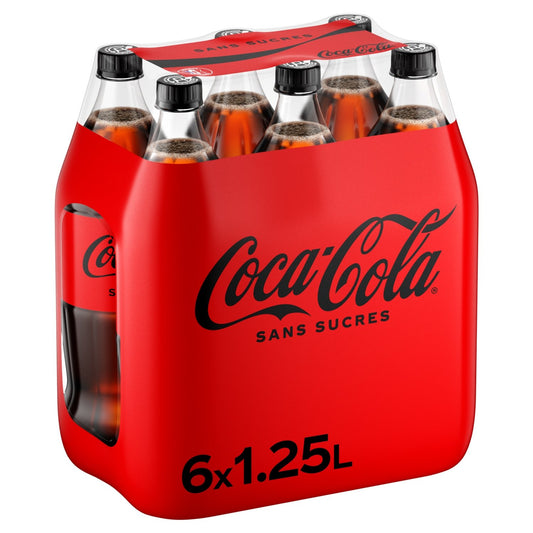 Soda au Cola Zéro Sucres COCA-COLA le pack de 6 bouteilles de 1,25L