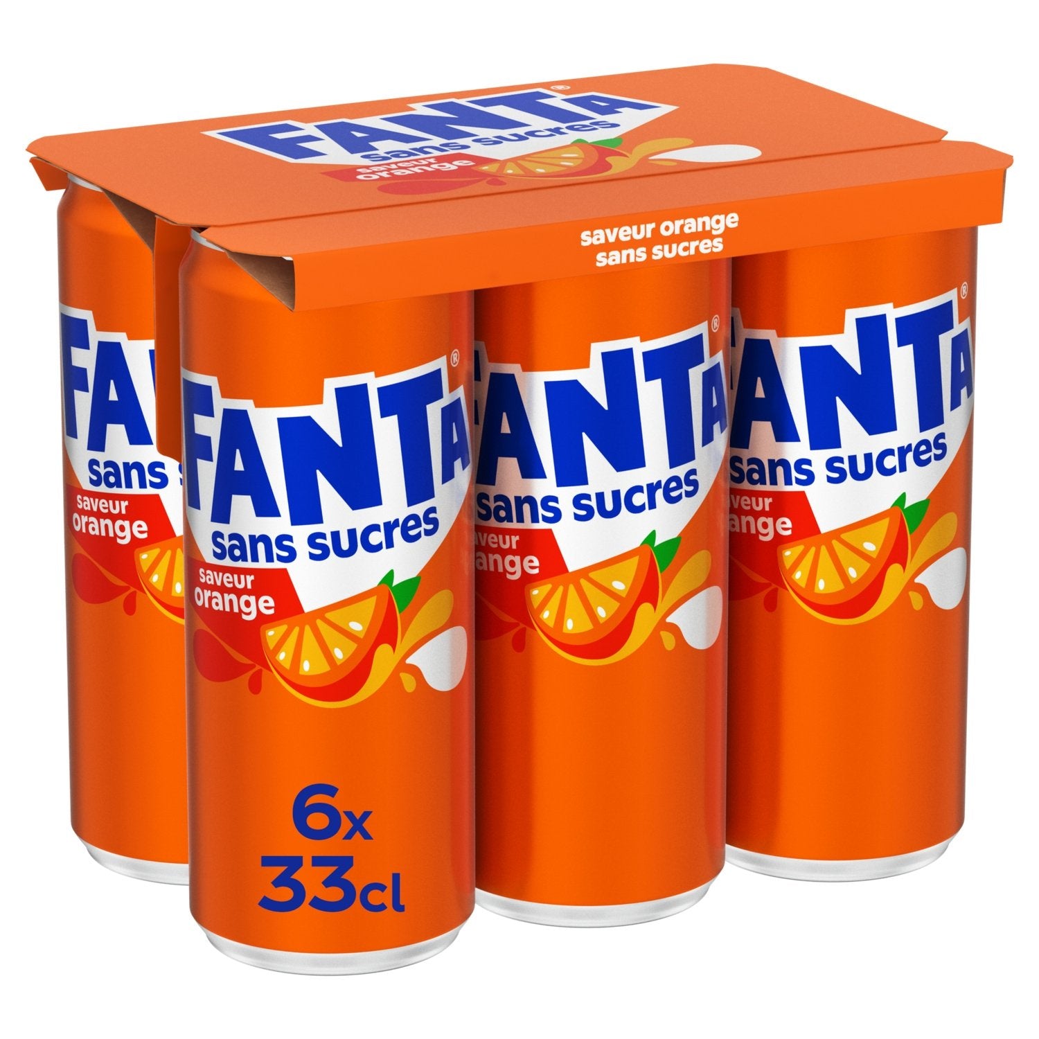 Soda à l'Orange Zéro Sucre FANTA le pack de 6 canettes de 33cL