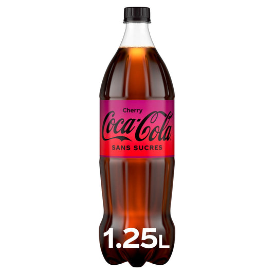 Soda au Cola Goût Cherry Zéro Sucres COCA-COLA la bouteille d'1,25L