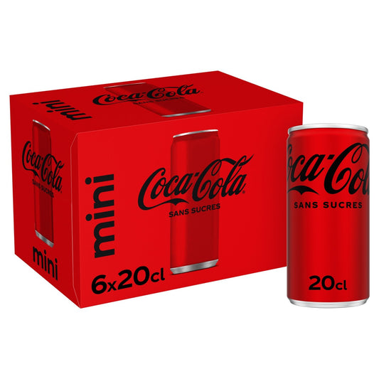 Soda au Cola Zéro Sucres COCA-COLA le pack de 6 canettes de 20cL