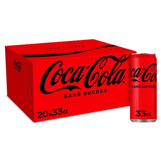 Soda au Cola Zéro Sucres COCA-COLA le pack de 20 canettes de 33cL