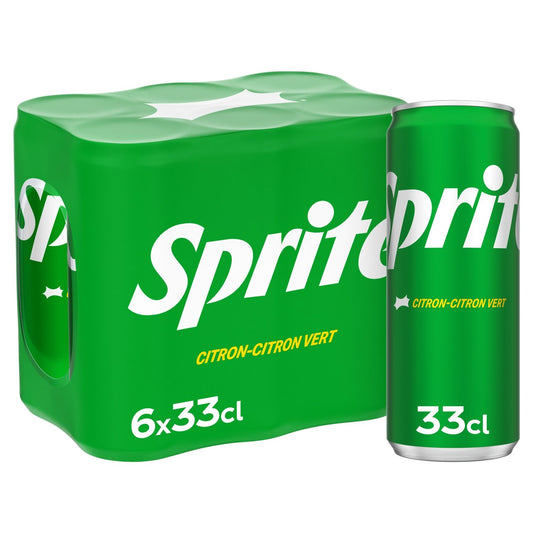 Soda au Citron et Citron Vert SPRITE le pack de 6 canettes de 33cL