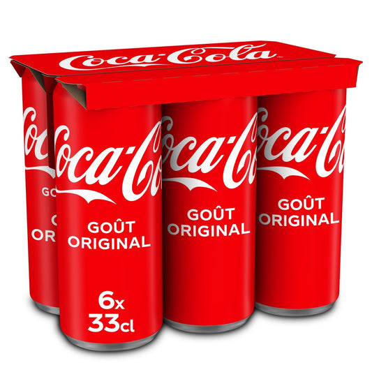 Soda au Cola Goût Original COCA-COLA le pack de 6 canettes de 33cL