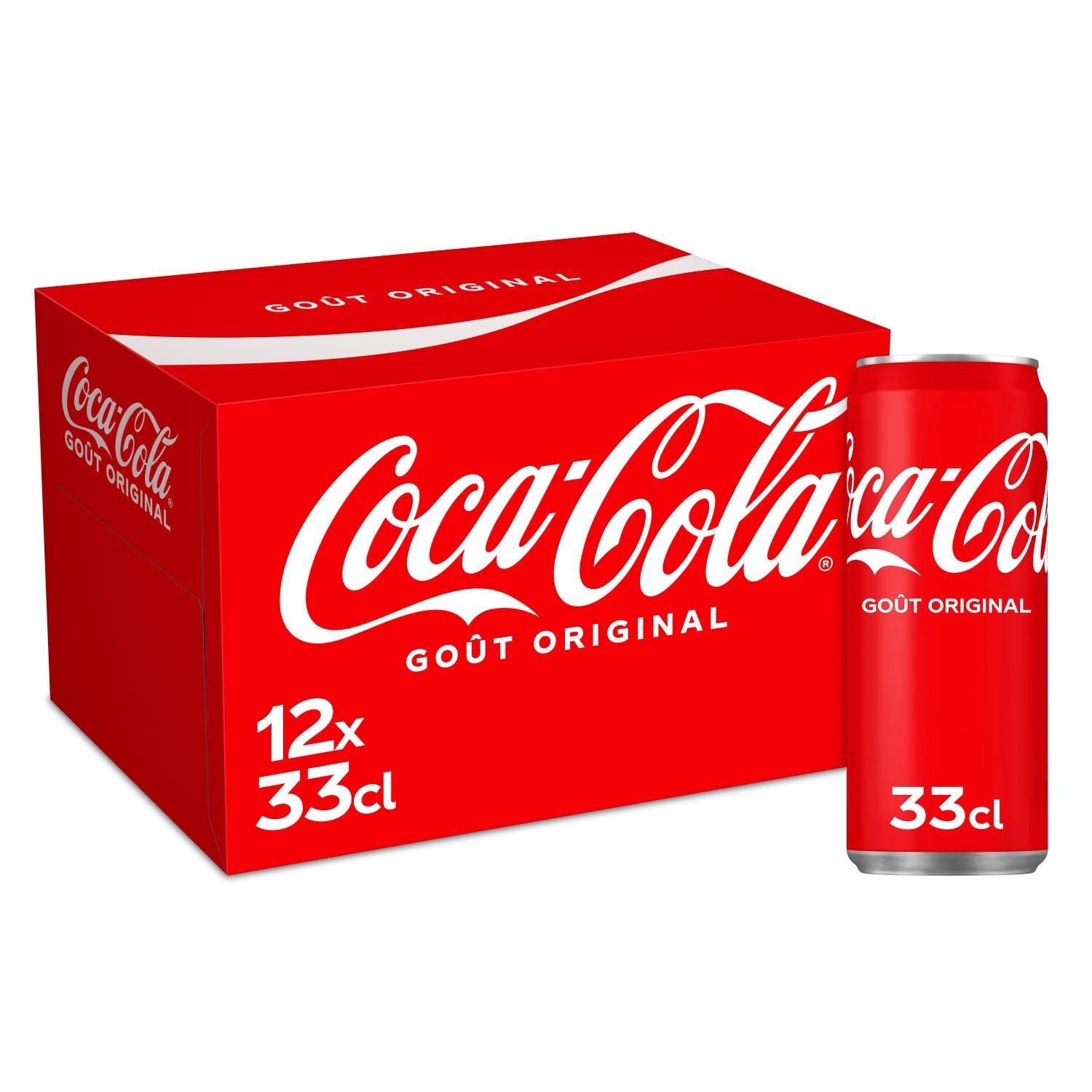 Soda au Cola Goût Original COCA-COLA le pack de 12 canettes de 33cL
