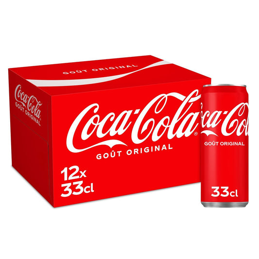 Soda au Cola Goût Original COCA-COLA le pack de 12 canettes de 33cL