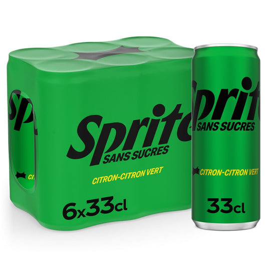 Soda au Citron et Citron Vert Zéro Sucres SPRITE le pack de 6 canettes de 33cL
