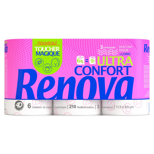 RENOVA Long Toilet Paper Strong and Soft Triple Thickness Decorated