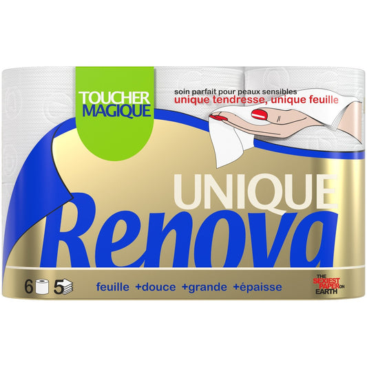 Papier Toilette Toucher Magique RENOVA le lot de 6 rouleux