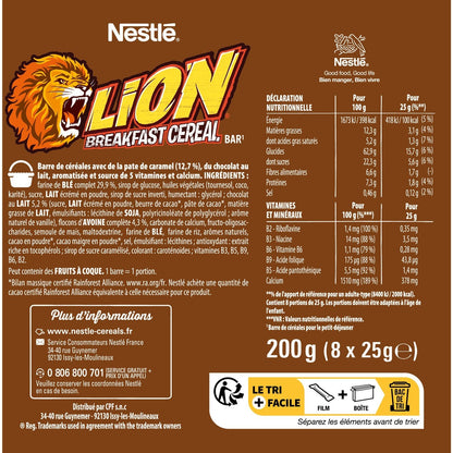 Barres Céréales Lion Caramel et Chocolat NESTLE