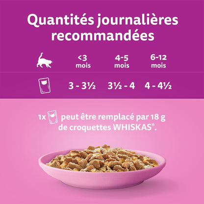 Pâtée pour Chat Junior en Gelée Poulet Dinde Canard Volaille les Festins WHISKAS