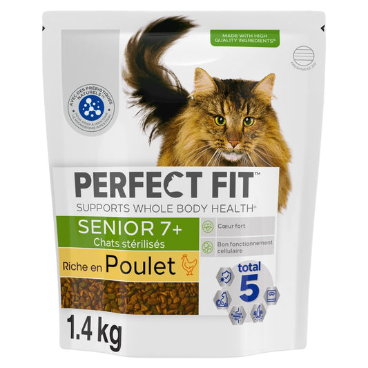 Croquettes pour Chat Sénior Stérilisé Poulet Total 5 PERFECT FIT le sac de 1,4kg