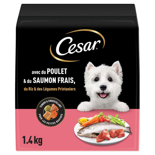 Croquettes pour Petit Chien Adulte au Poulet, au Saumon, au Riz et aux Légumes CESAR