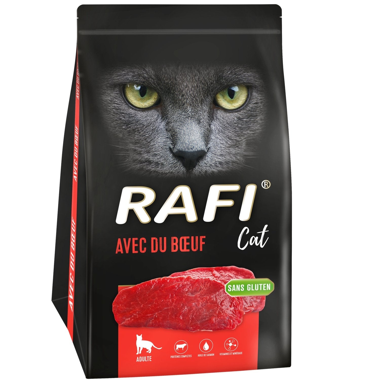 Croquettes pour Chat Adulte Boeuf Sans Gluten RAFI le paquet de 1,5Kg