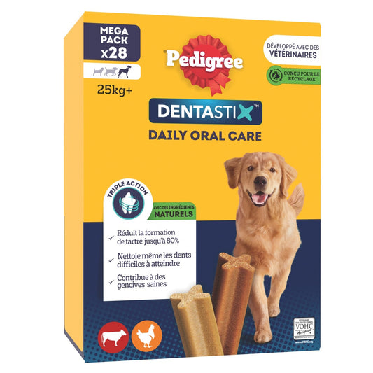 Bâtonnet à Mâcher pour Chien Grand +25kg Hygiène Bucco Dentaire Poulet Dentastix DENTASTIX la boîte de 28 sticks