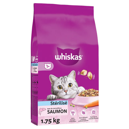 Croquettes pour Chat Adulte Stérilisé au Saumon WHISKAS