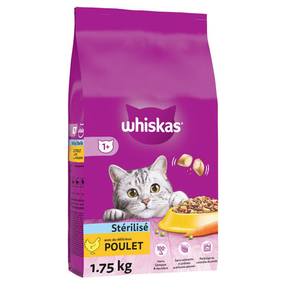 Croquettes pour Chat Adulte Stérilisé au Poulet WHISKAS