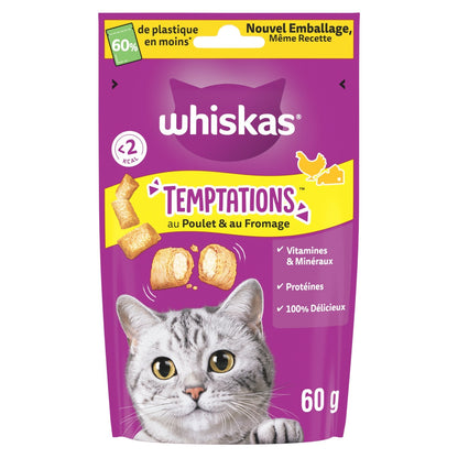 Friandises pour Chat Adulte Poulet Fromage Temptations WHISKAS