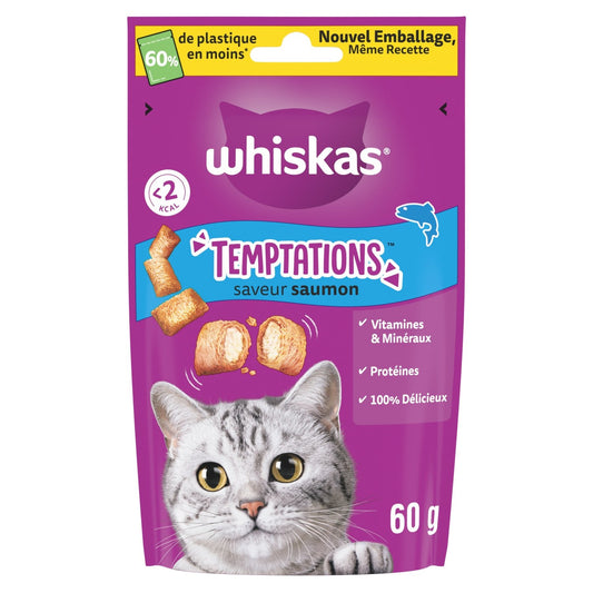 Friandises pour Chat Adulte Saumon Temptations WHISKAS la boite de 60g