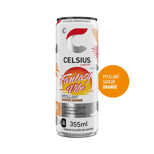 Boisson Énergisante Pétillante Fantasy Vibe Saveur Orange CELSIUS la canette de 35,5cL