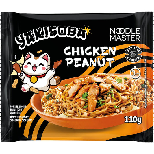 Nouilles à Poêler Yakisoba Saveur Poulet Cacahuètes NOODLE MASTER le sachet de 110g