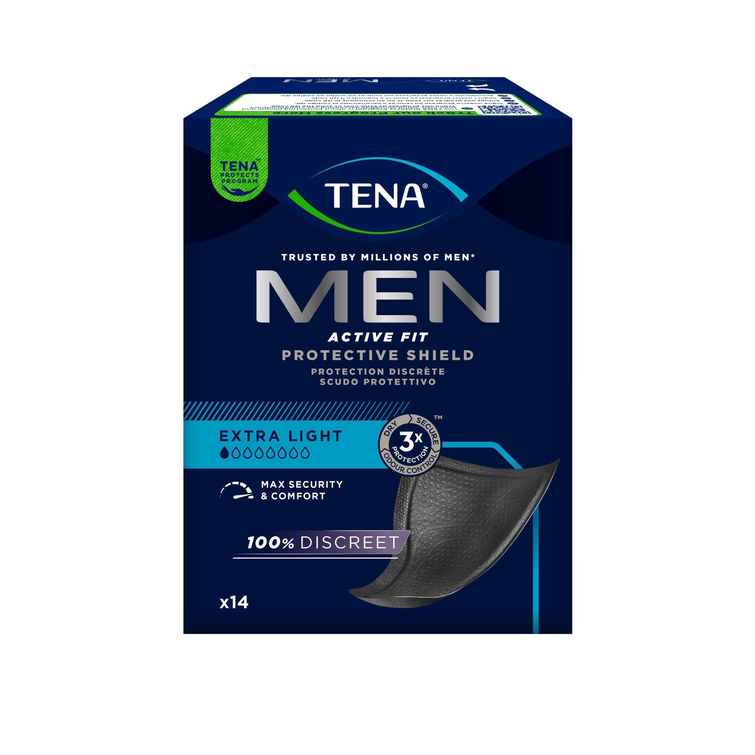 Serviettes hygiéniques fuites urinaires Homme Protection Discrète Extra Light Men Active Fit TENA 