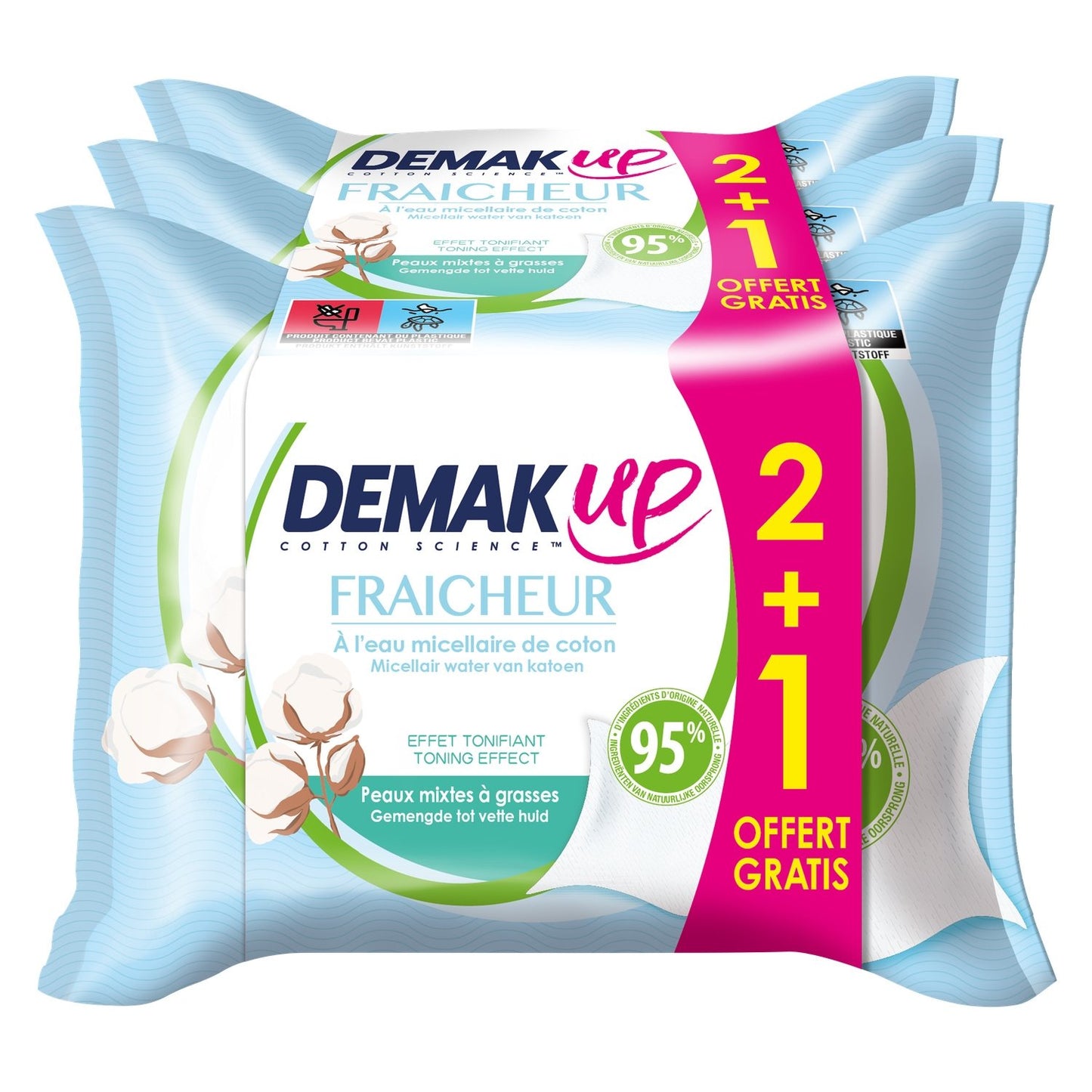 DEMAK'UP Fresh Makeup Remover Wipes for Combination Skin