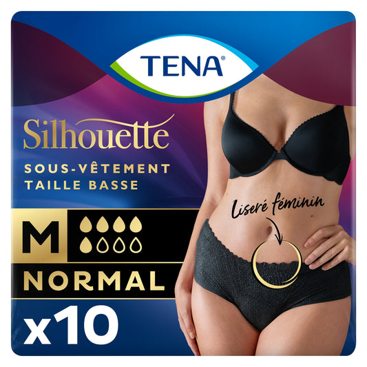 TENA Triple Action Medium Low Rise Black Underwear