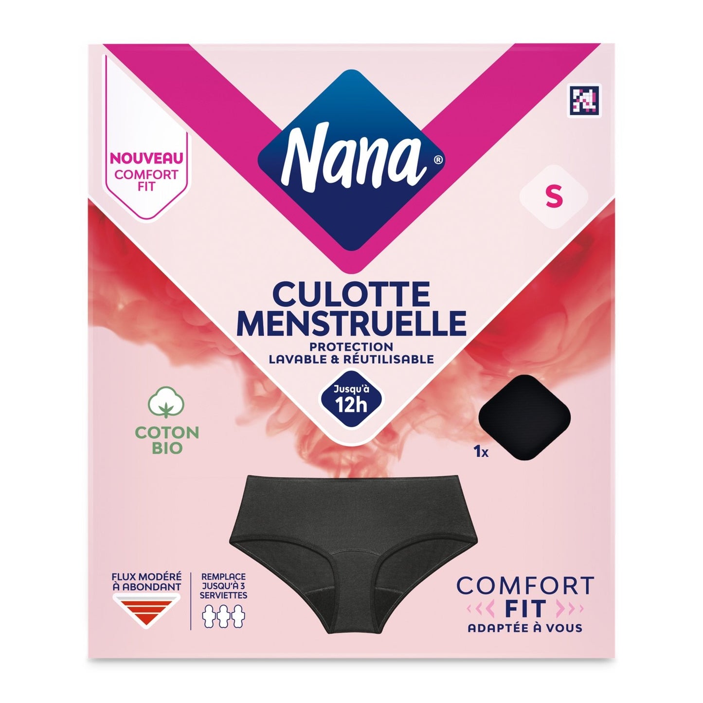 Menstrual Panties Black Size S Washable and Reusable Protection in Cotton NANA