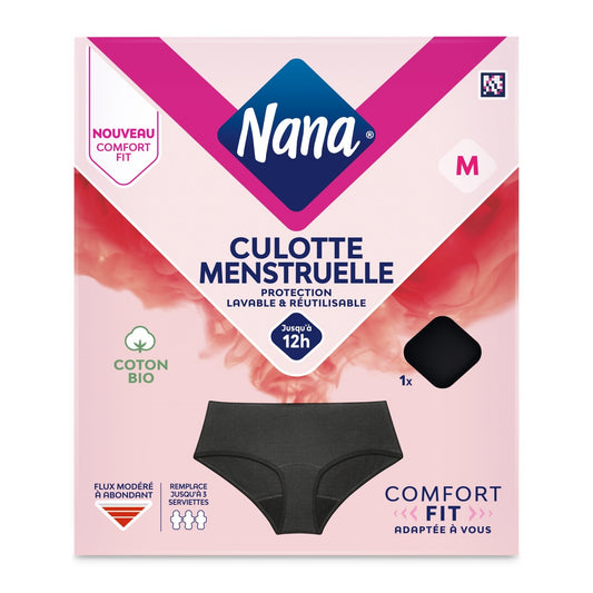 Menstrual Panties Black Size M Washable and Reusable Protection in Cotton NANA