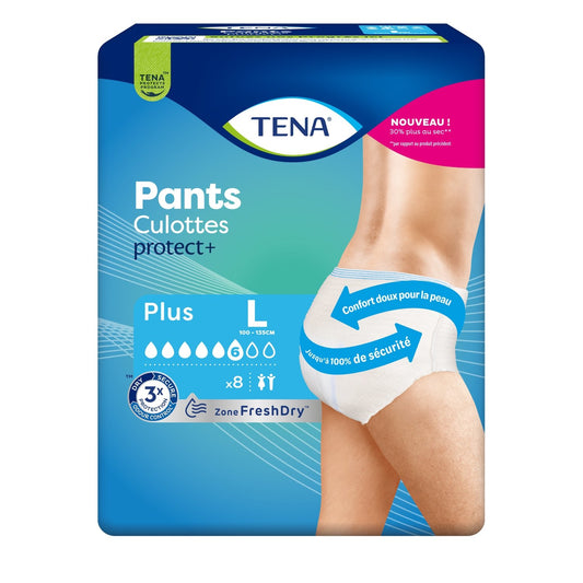 Culottes Incontinence Pants Protect + Taille L TENA le paquet de 8 culottes