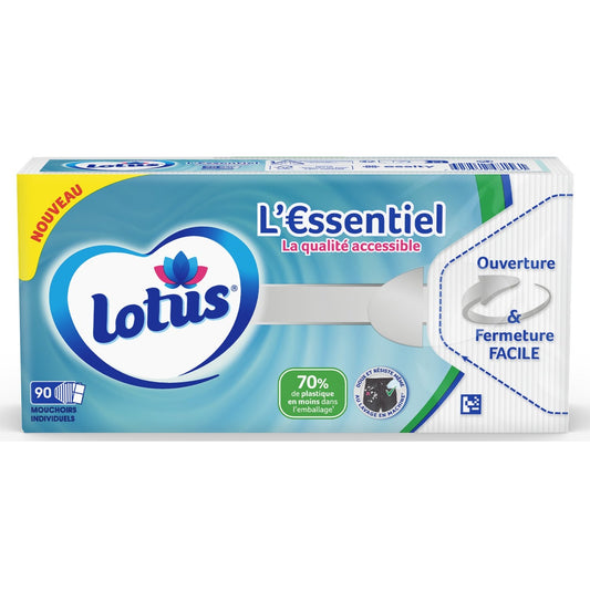 Mouchoir Blanc  l'Essentiel LOTUS la paquet de 90 mouchoirs blanc
