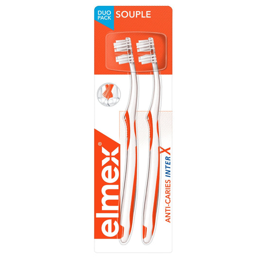 Brosse à Dents Souple Anti-Caries Pack Duo ELMEX le lot de 2 brosses à dents
