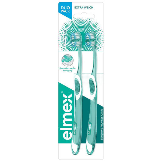 Brosse à Dents Extra Souple Dents Sensibles Sensitive Professional ELMEX le lot de 2 brosses à dents